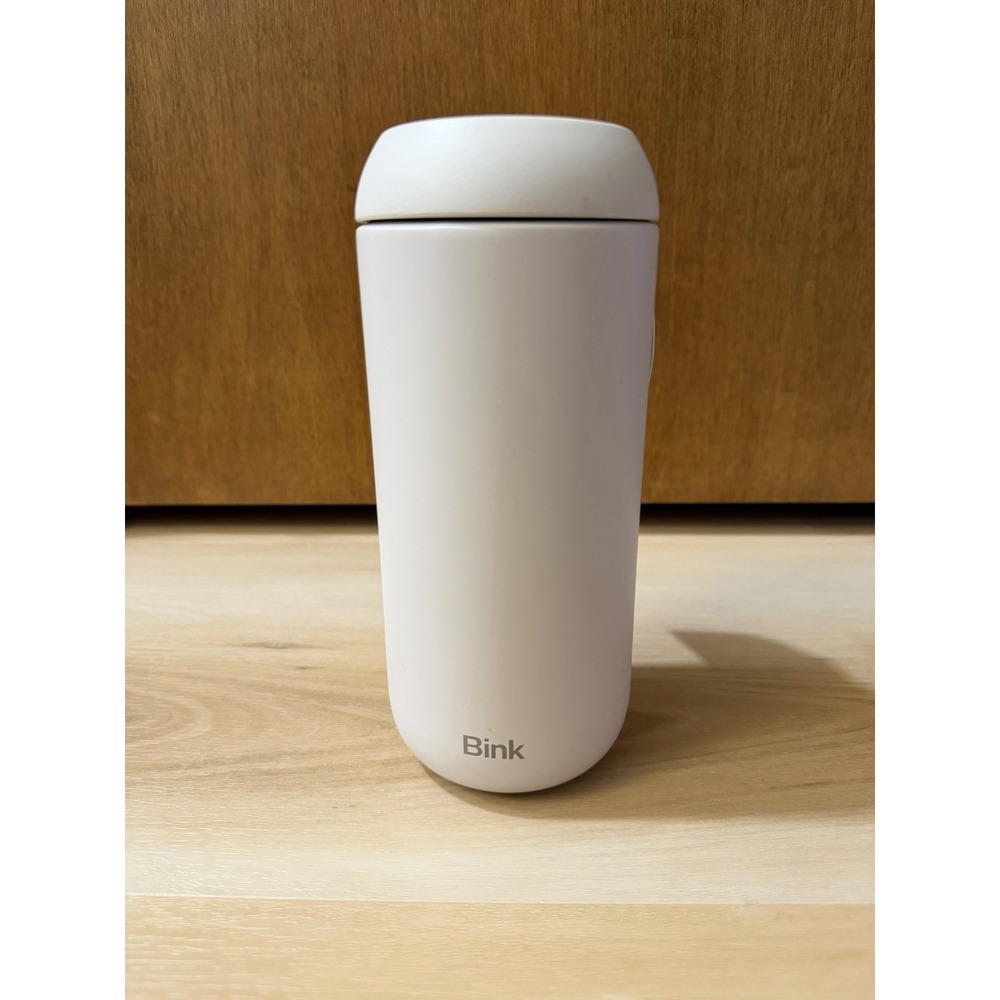 New Bink Sip Tumbler Steel Ceramic 17oz Bone Color Coffee Slide Top